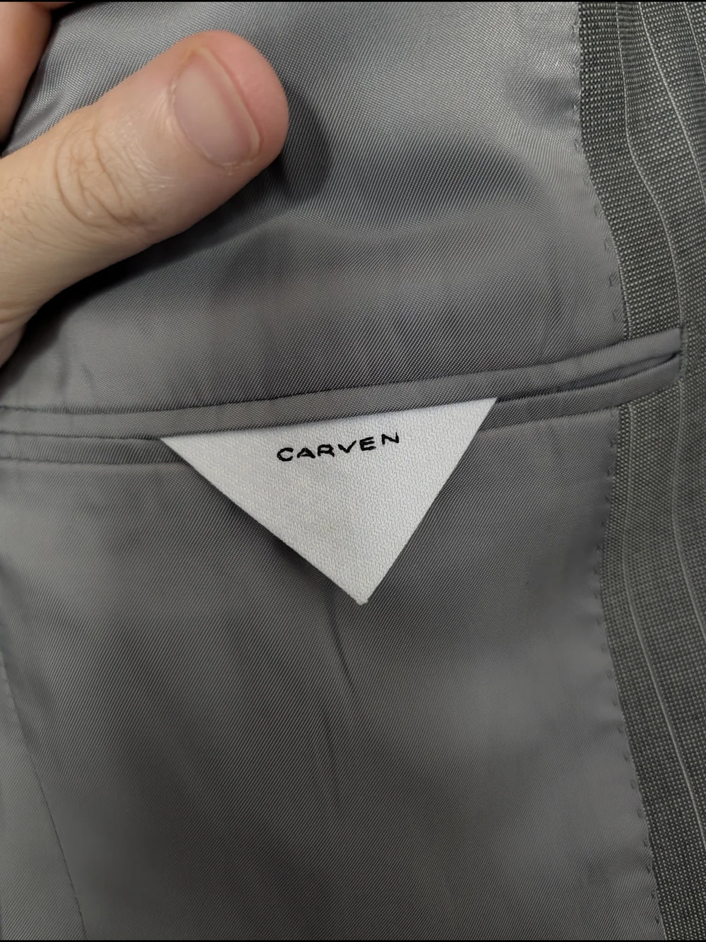 CARVEN Gray Pinstripe Savile Row Wool Men's 2pc Suit - Jacket and Trousers